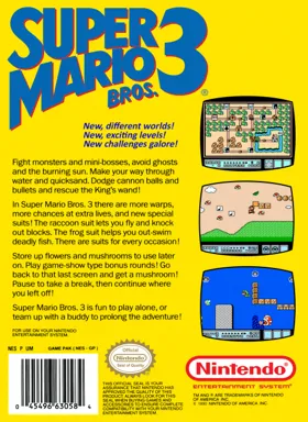 Super Mario Bros. 3 (USA) (Rev 1) box cover back